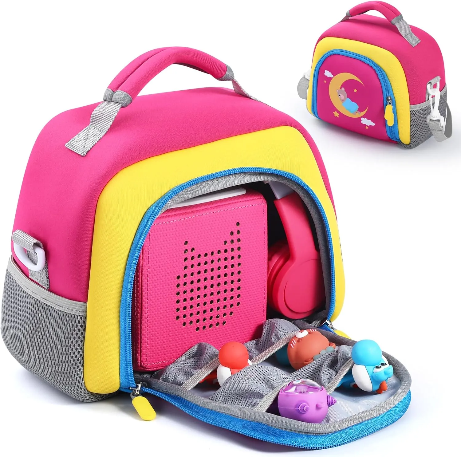 Carrying Bag Compatible with Toniebox Starter Set and Tonies Figurines, Kids Toys Storage Case with Handle and Shoulder Strap for Tonies Box, Detachable Bag for Toniebox Accessories
