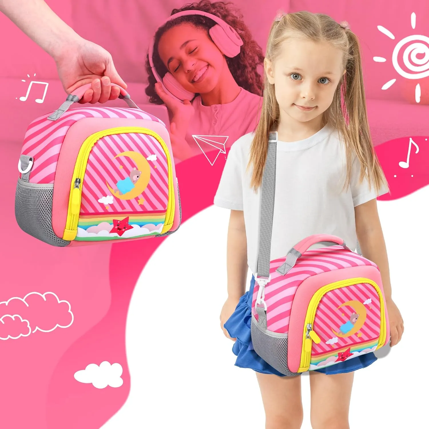 Carrying Bag Compatible with Toniebox Starter Set and Tonies Figurines, Kids Toys Storage Case with Handle and Shoulder Strap for Tonies Box, Detachable Bag for Toniebox Accessories