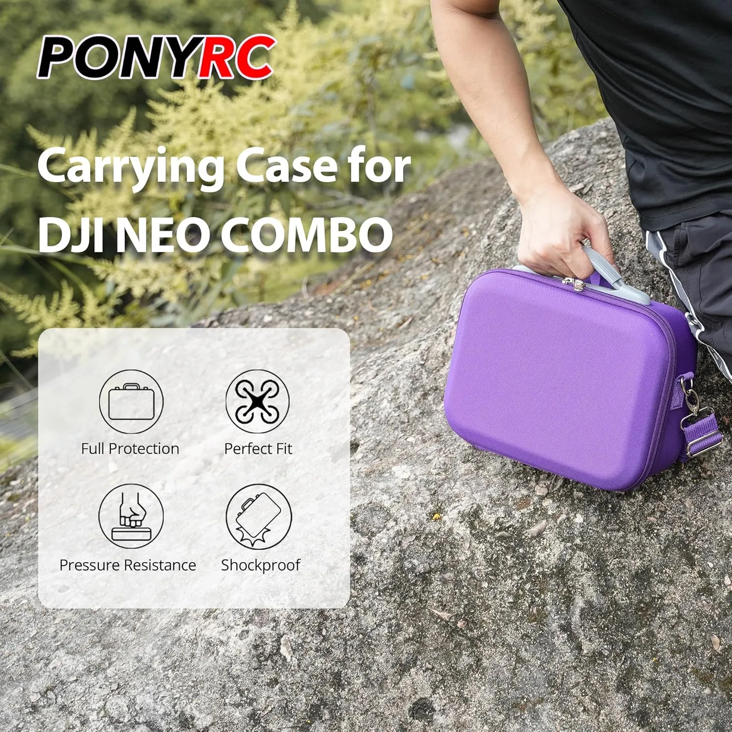 Carrying Case for DJI Neo Combo, Portable Storage Bag Travel Case for DJI Neo Combo, Compatible with RC-N3/N2 Remote Controller, Neo Battery, Charging Hub and other Accessories, Purple