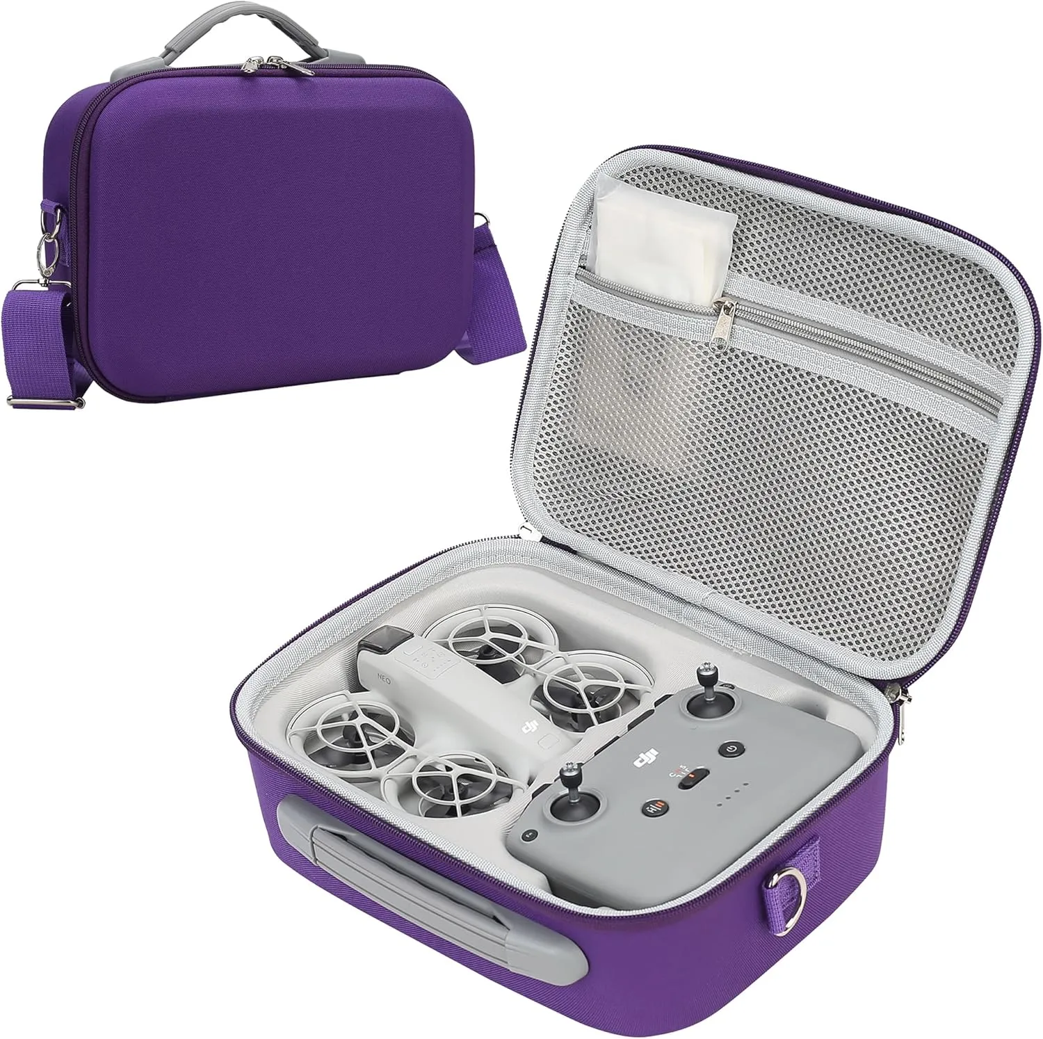 Carrying Case for DJI Neo Combo, Portable Storage Bag Travel Case for DJI Neo Combo, Compatible with RC-N3/N2 Remote Controller, Neo Battery, Charging Hub and other Accessories, Purple