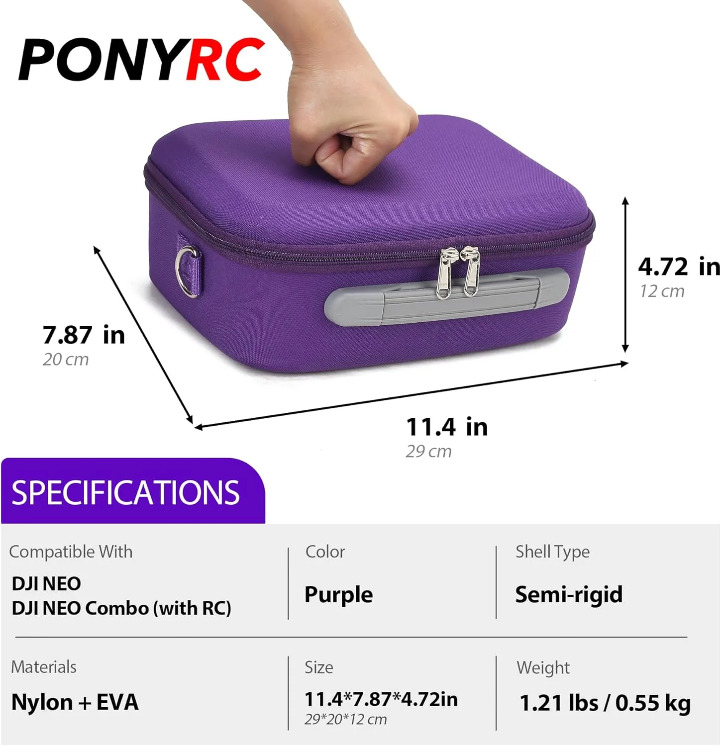 Carrying Case for DJI Neo Combo, Portable Storage Bag Travel Case for DJI Neo Combo, Compatible with RC-N3/N2 Remote Controller, Neo Battery, Charging Hub and other Accessories, Purple