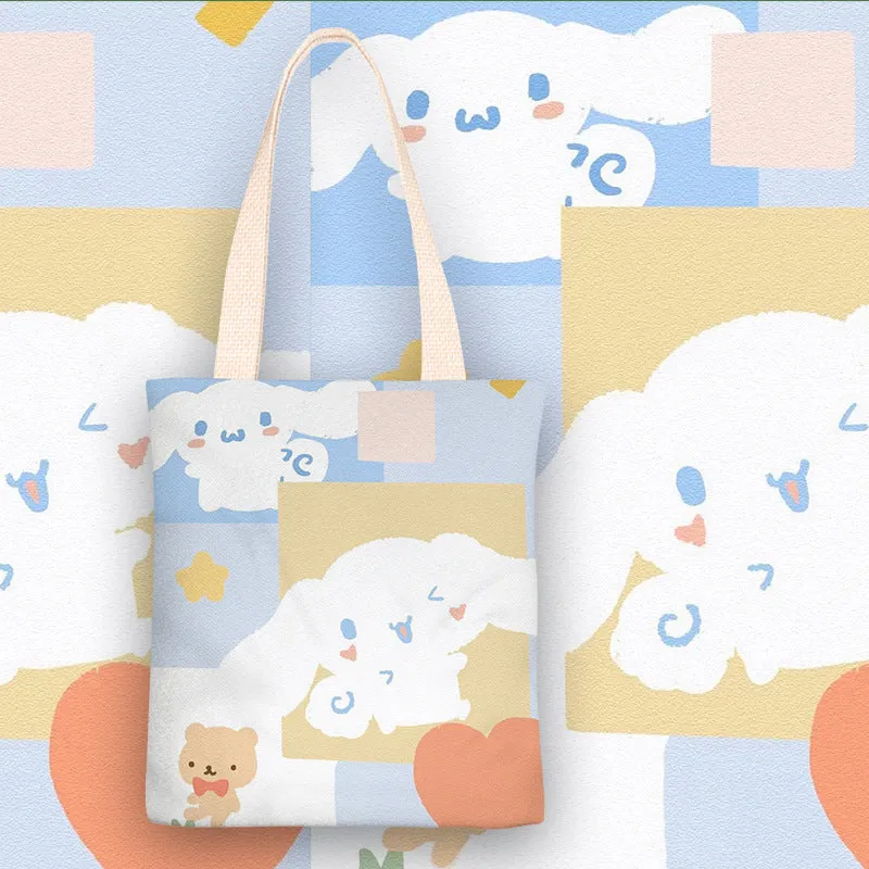Cartoon Dog Anime Canvas Female One Shoulder Bags