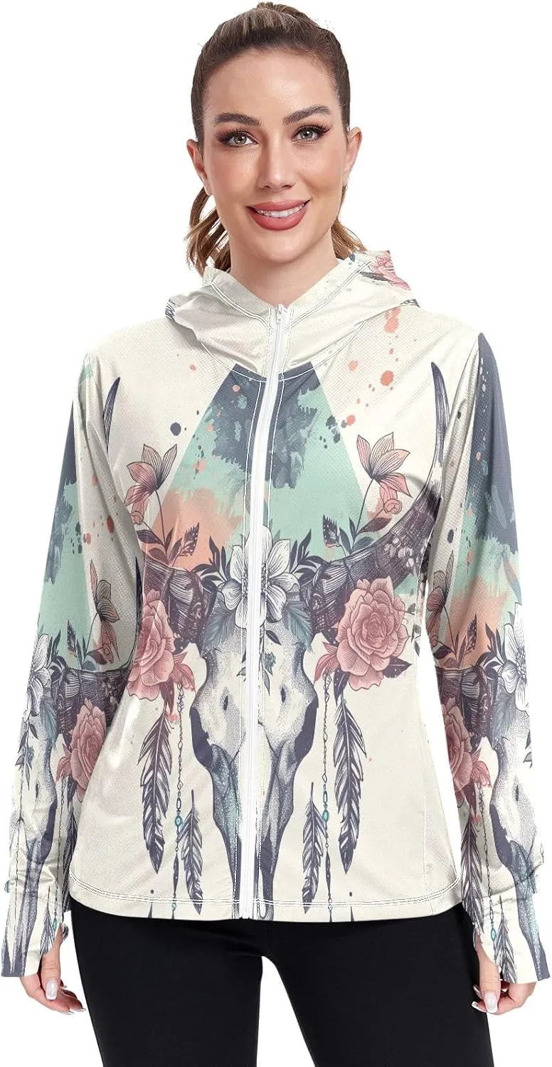 Cartoon Hamburger Hooded Sun Shirt Upf 50 , Sunscreen Shirts Women Long Sleeve, Zip Shirt, Hiking Jacket