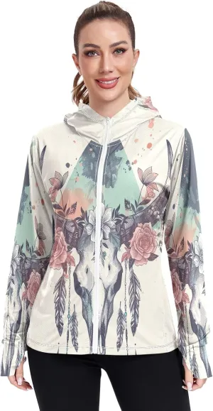 Cartoon Hamburger Hooded Sun Shirt Upf 50 , Sunscreen Shirts Women Long Sleeve, Zip Shirt, Hiking Jacket