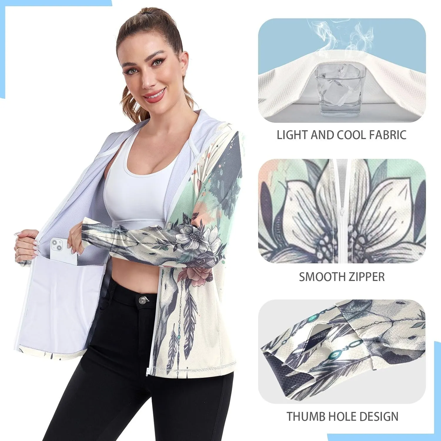 Cartoon Hamburger Hooded Sun Shirt Upf 50 , Sunscreen Shirts Women Long Sleeve, Zip Shirt, Hiking Jacket