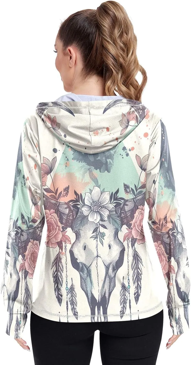 Cartoon Hamburger Hooded Sun Shirt Upf 50 , Sunscreen Shirts Women Long Sleeve, Zip Shirt, Hiking Jacket