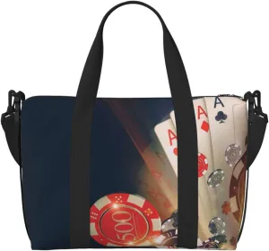 Casino Poker Chips Carry on Luggage Travel Bag Travel Bag for Women Men Large Duffle Bag for Travel Bag for Travel, Business Trips, Work, Gym