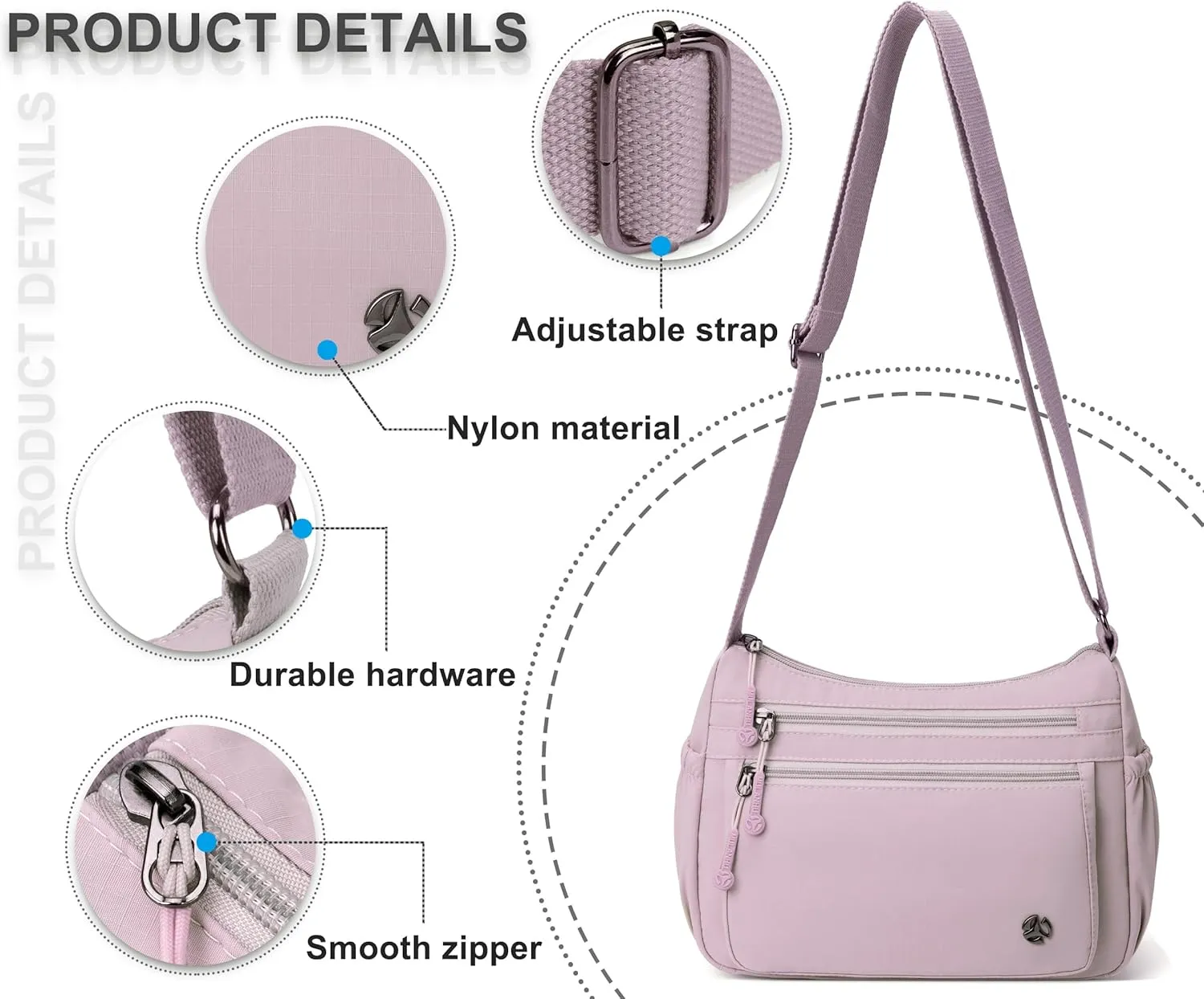 Casual Crossbody Bag with Anti Theft Pocket - Women Lightweight Water-Resistant Purse Bag