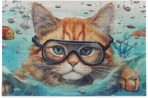 Cat Fish Jigsaw Puzzles for Adults 1000 Pieces,Colorful Puzzle with Mesh Storage Bag,Learning Educational Puzzles for Gift 2011087