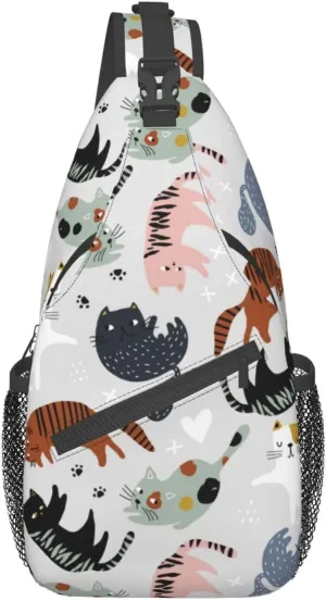 Cats Kittens Sling Bag for Women Men Crossbody Backpack Travel Hiking Daypack Chest Shoulder Bag with Adjustable Strap