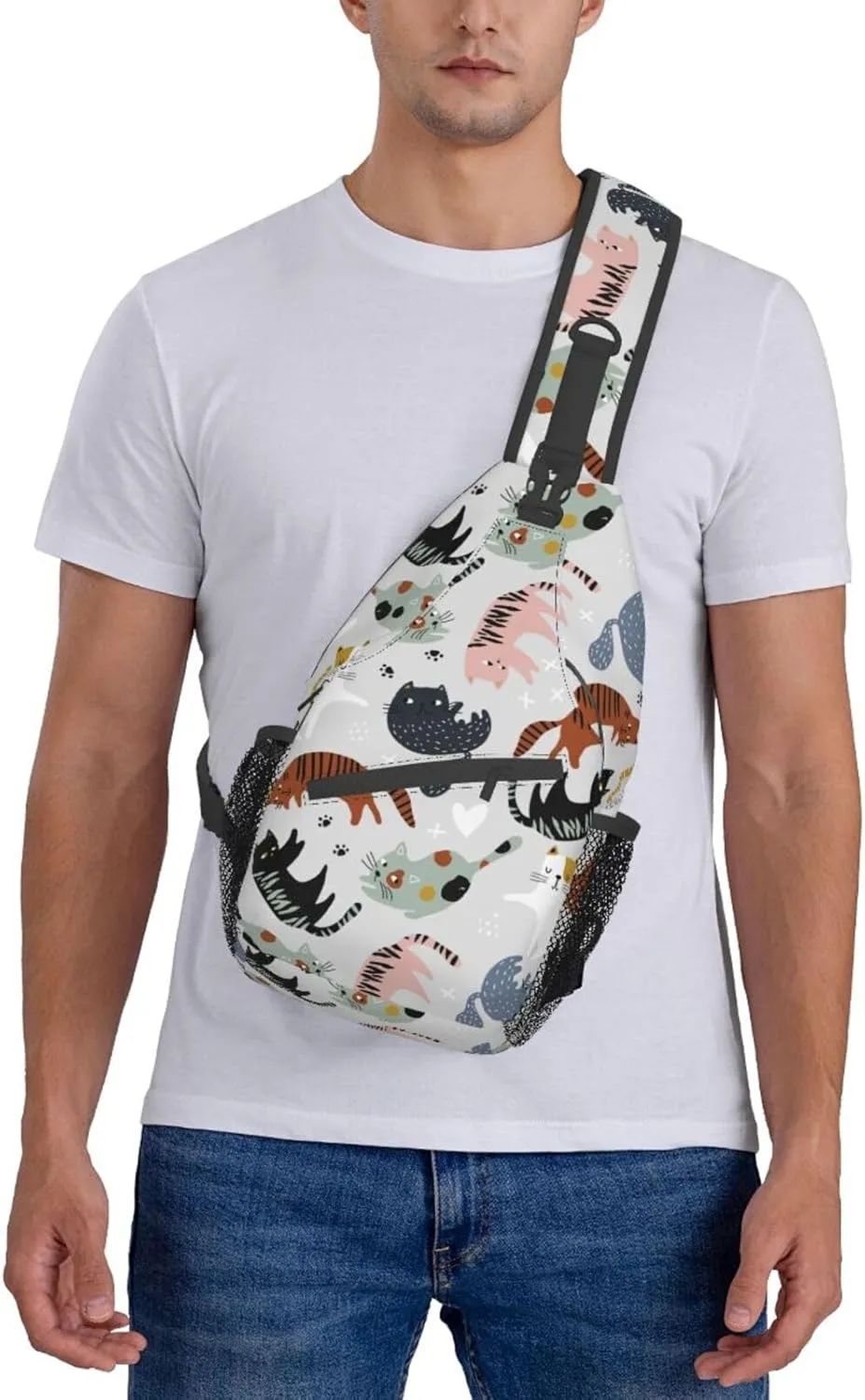 Cats Kittens Sling Bag for Women Men Crossbody Backpack Travel Hiking Daypack Chest Shoulder Bag with Adjustable Strap