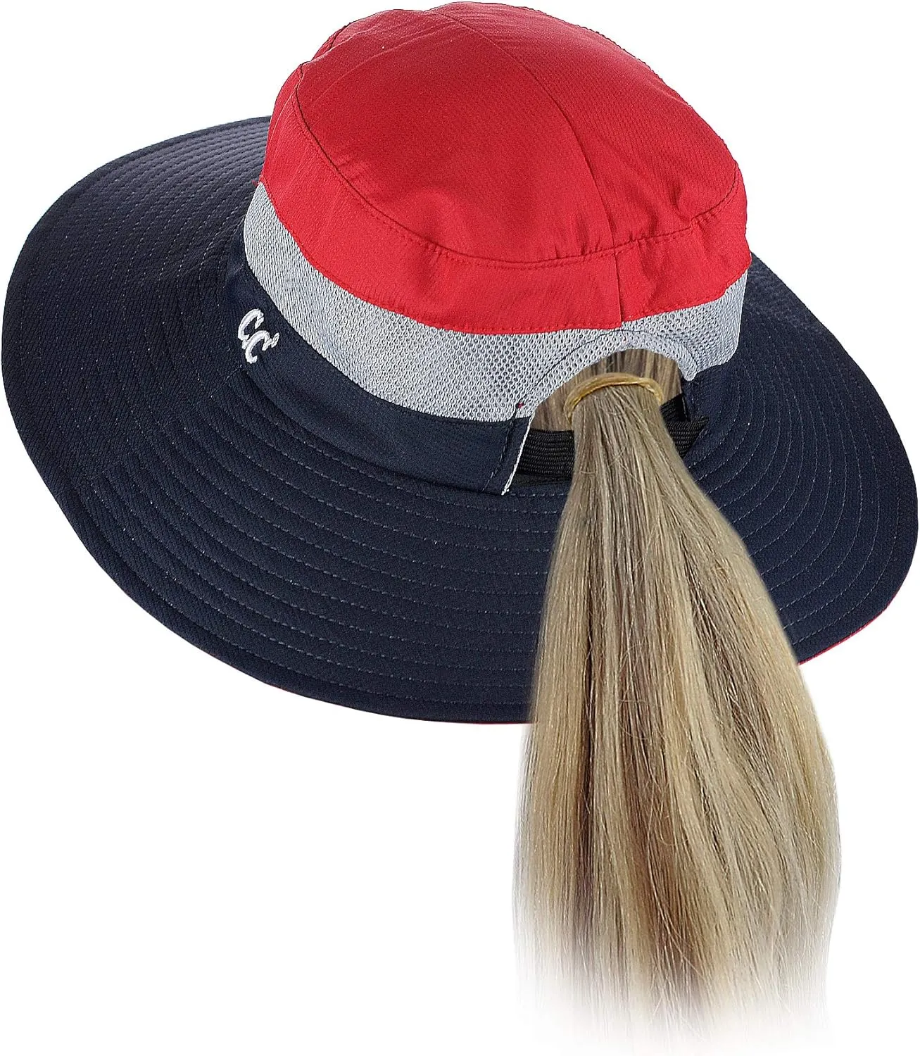 C.C Safari Sun Hat Wide Brim Hat with Ponytail Hole Packable UPF 50  for Hiking Camping