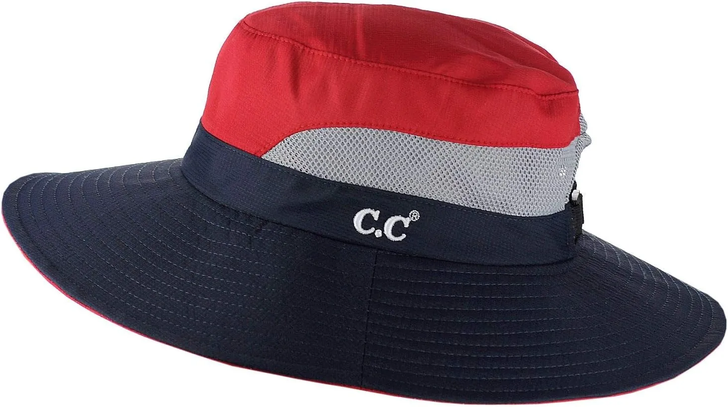 C.C Safari Sun Hat Wide Brim Hat with Ponytail Hole Packable UPF 50  for Hiking Camping