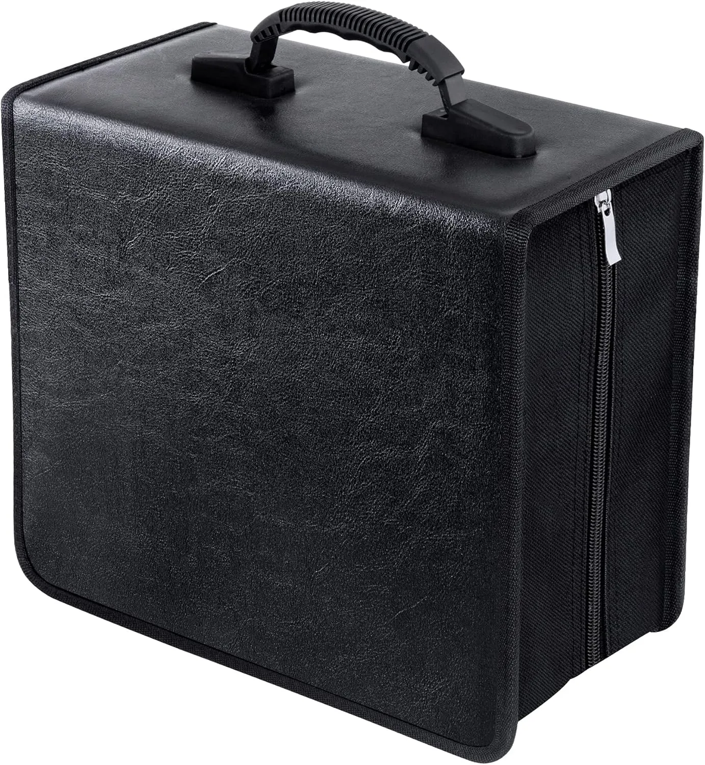 CD/DVD Binder, CD DVD Case Holder Binder 400 Capacity CD/DVD Wallet Storage Booklet Album Box (White Binder, PU Black)