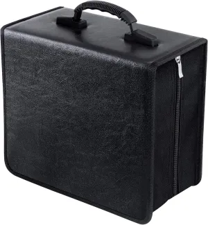 CD/DVD Binder, CD DVD Case Holder Binder 400 Capacity CD/DVD Wallet Storage Booklet Album Box (White Binder, PU Black)