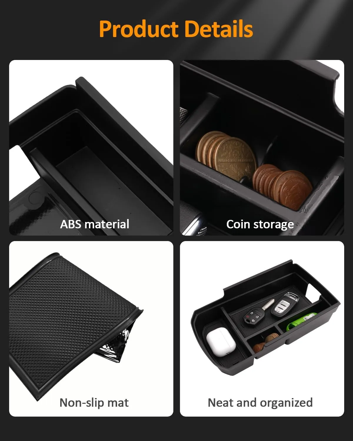 CDEFG for GMC Terrain 2018-2024 Center Console Organizer Tray for Terrain 2022 2023 2024 SLE, SLT, AT4, Denali Accessories Armrest Storage Box Insert Tray for Terrain 2024 Arm Rest Middle Organizer
