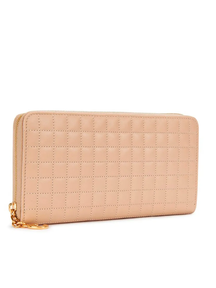Celine Long Wallet in Quilted Nude Leather