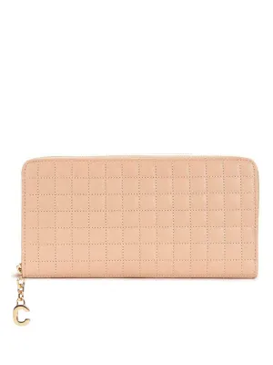 Celine Long Wallet in Quilted Nude Leather