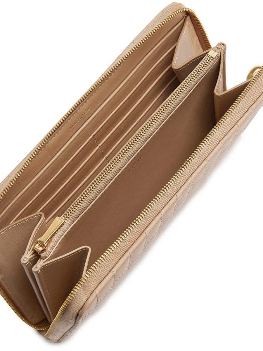 Celine Long Wallet in Quilted Nude Leather