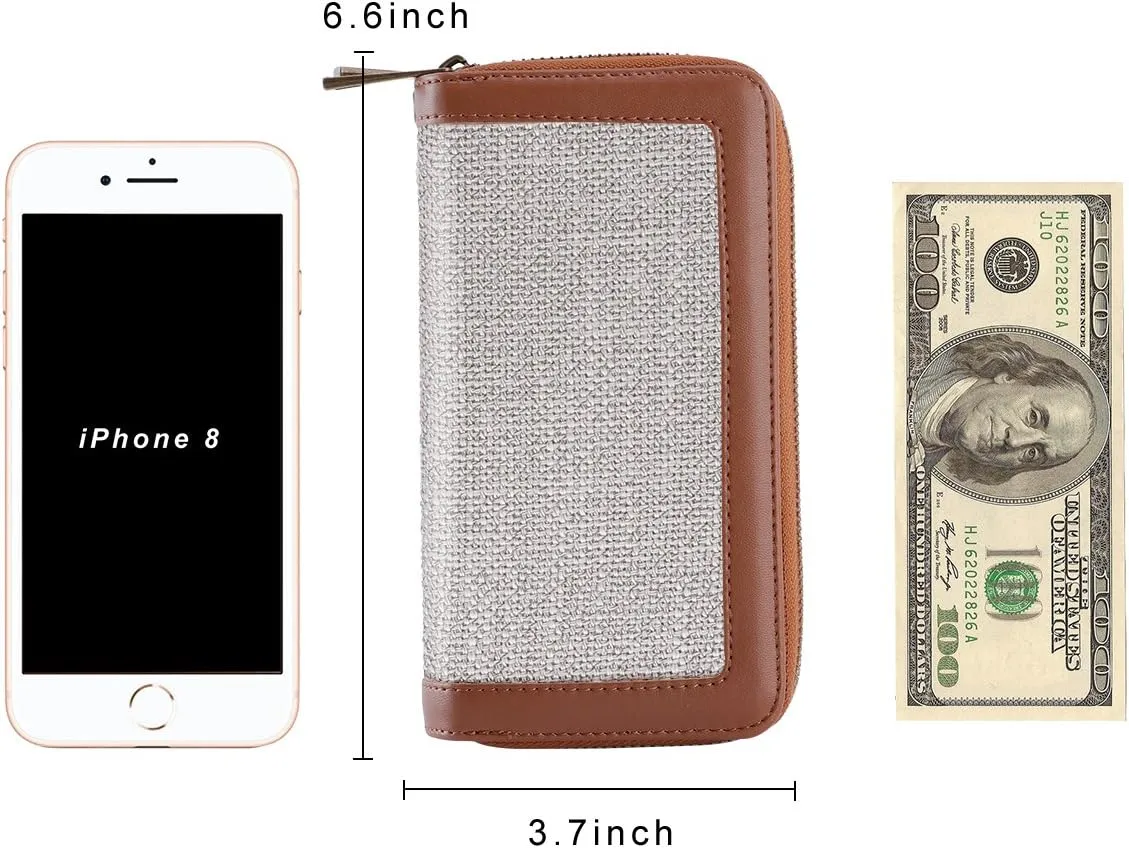 Cellphone Wallet for Women Dual Zipper Long Purse with Removable Wristlet