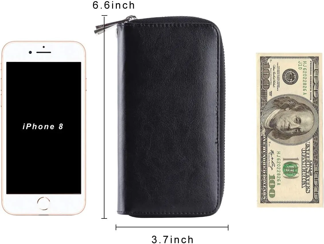 Cellphone Wallet for Women Dual Zipper Long Purse with Removable Wristlet