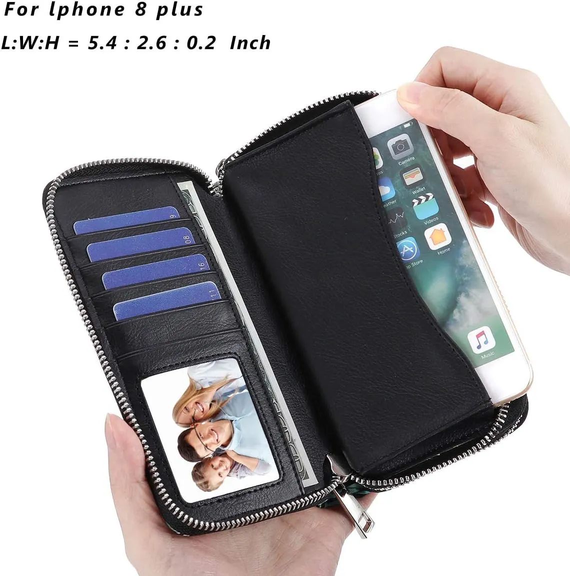 Cellphone Wallet for Women Dual Zipper Long Purse with Removable Wristlet