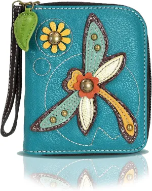 Chala Dragonfly Zip Around Wallet Wristlet - Vegan Leather