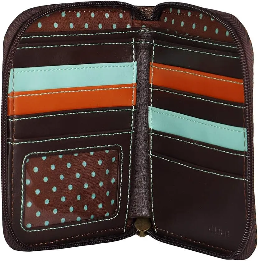 CHALA Zip Around Wallet, Wristlet, 8 Credit Card Slots, Sturdy Pu Leather