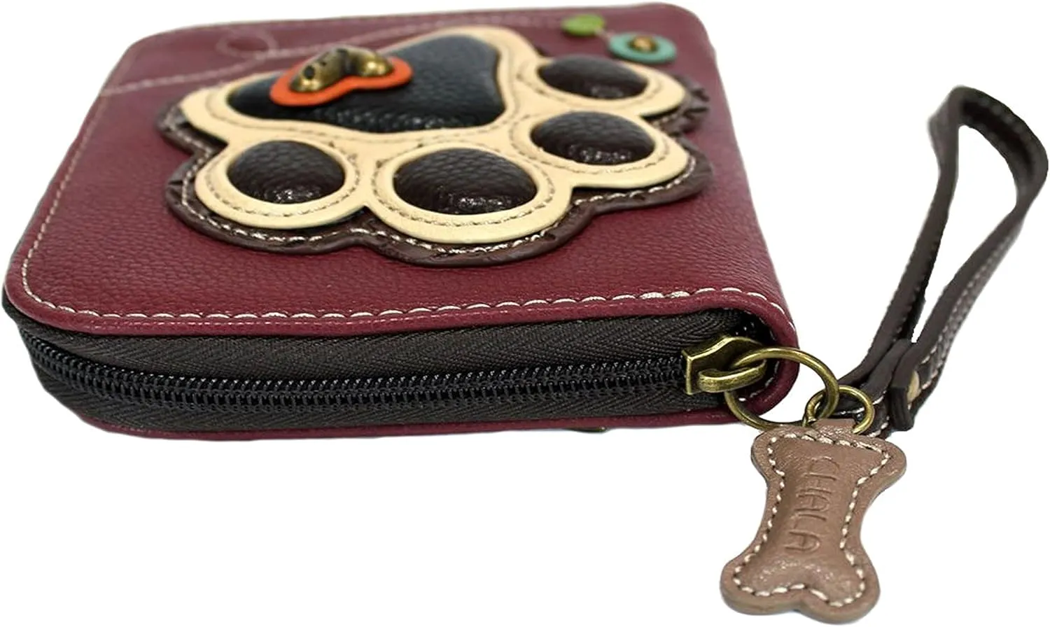 CHALA Zip Around Wallet, Wristlet, 8 Credit Card Slots, Sturdy Pu Leather