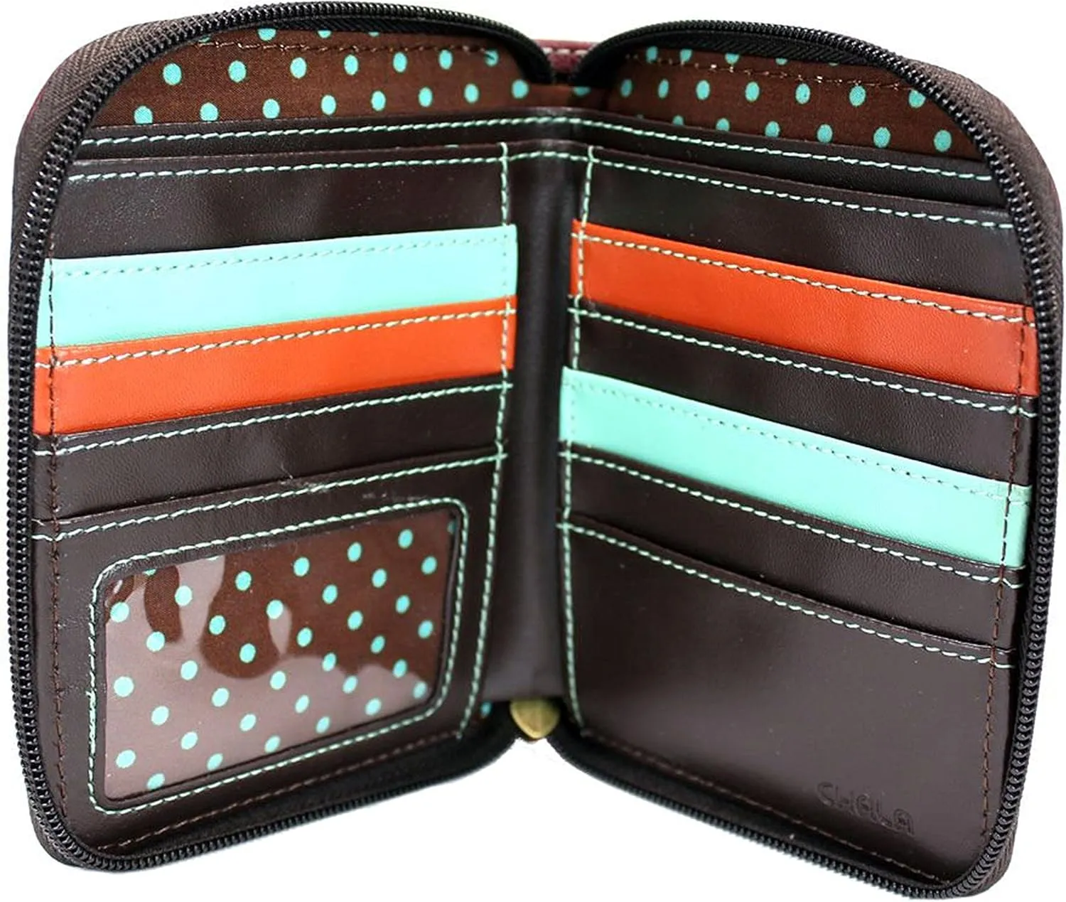 CHALA Zip Around Wallet, Wristlet, 8 Credit Card Slots, Sturdy Pu Leather
