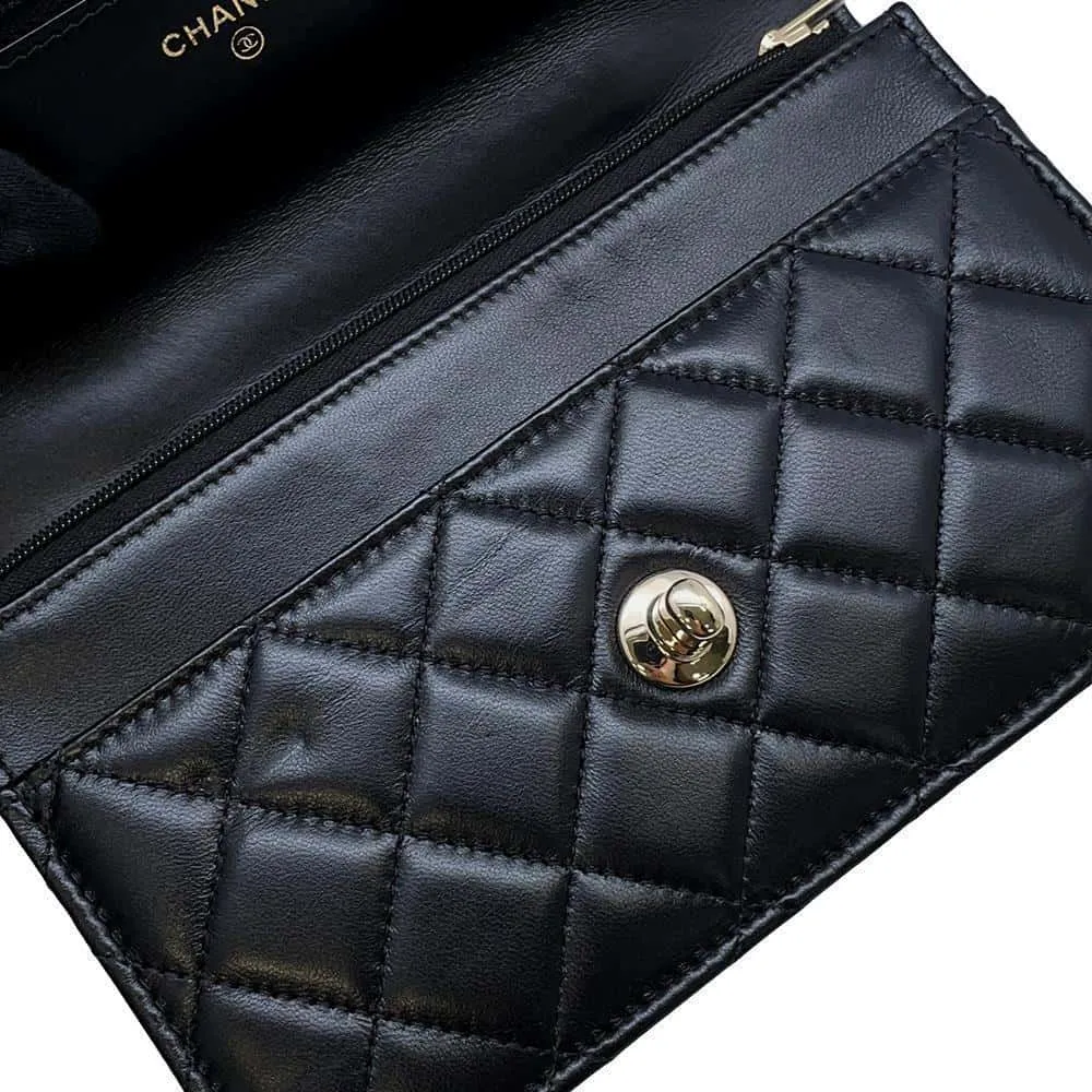 CHANEL Costume Pearl Chain Wallet BlackAP3952 Lambskin