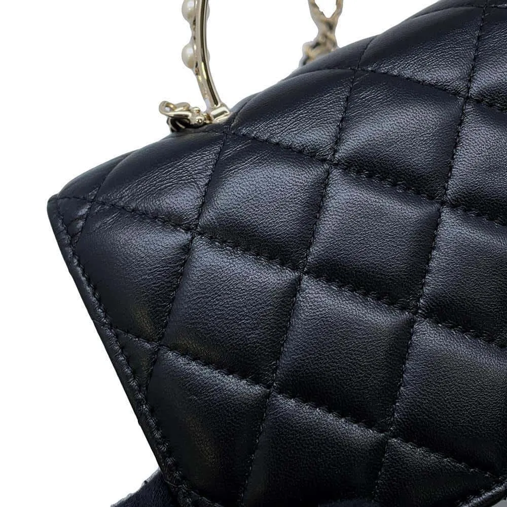 CHANEL Costume Pearl Chain Wallet BlackAP3952 Lambskin