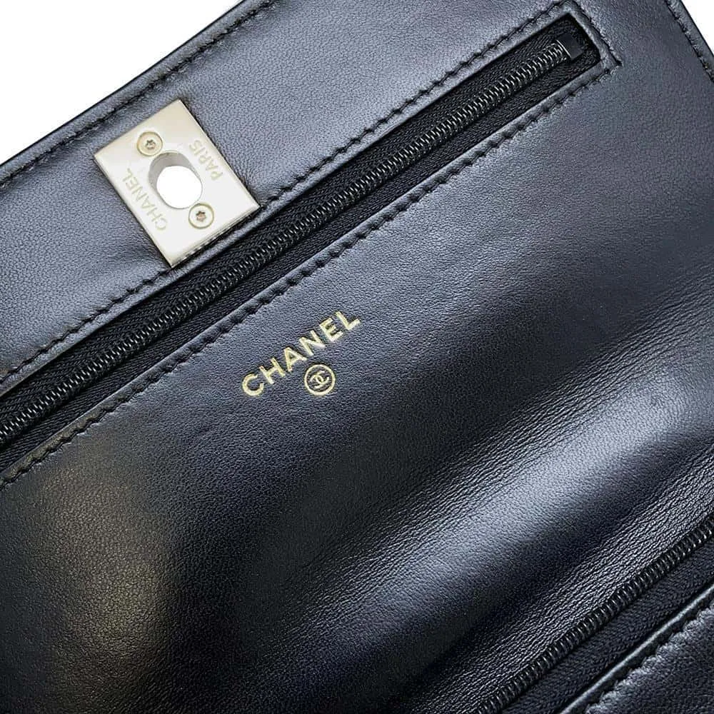 CHANEL Costume Pearl Chain Wallet BlackAP3952 Lambskin
