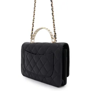 CHANEL Costume Pearl Chain Wallet BlackAP3952 Lambskin