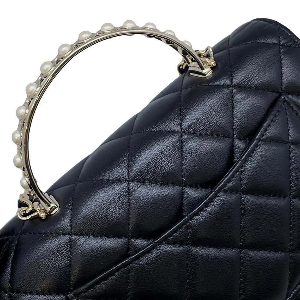 CHANEL Costume Pearl Chain Wallet BlackAP3952 Lambskin