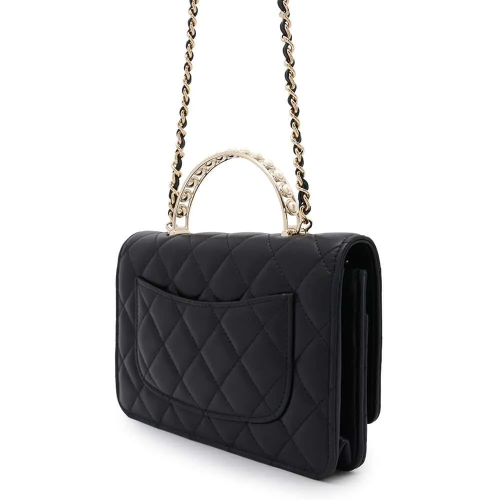 CHANEL Costume Pearl Chain Wallet BlackAP3952 Lambskin
