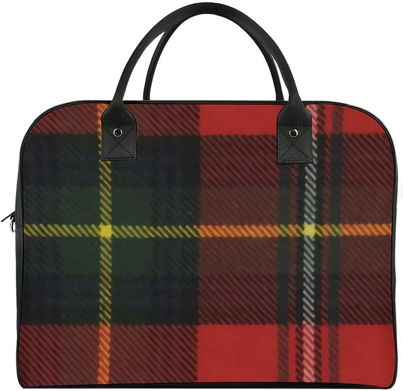 Checkered Black And White Fashionable Large Capacity Travel Handbag Unisex