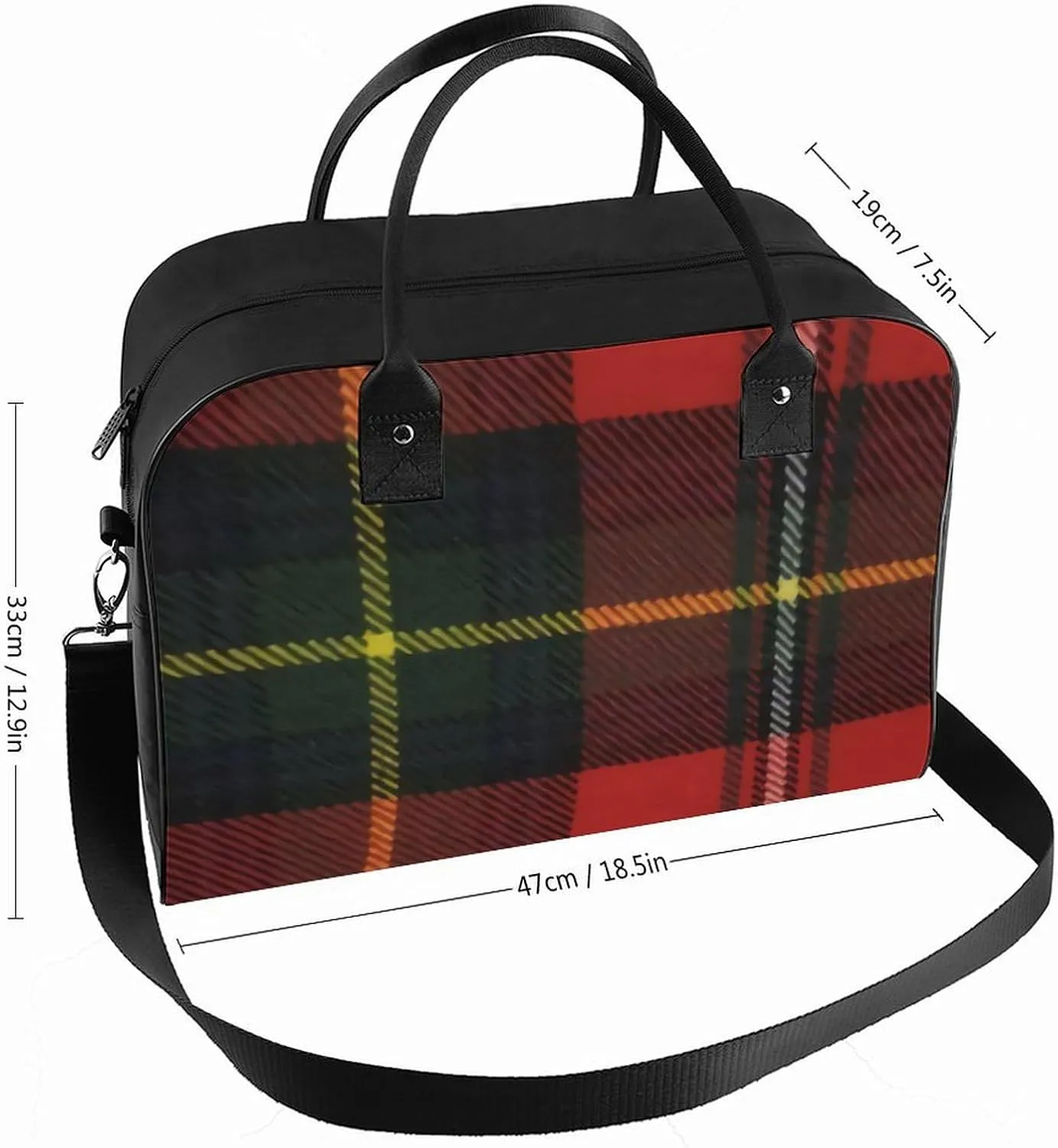 Checkered Black And White Fashionable Large Capacity Travel Handbag Unisex