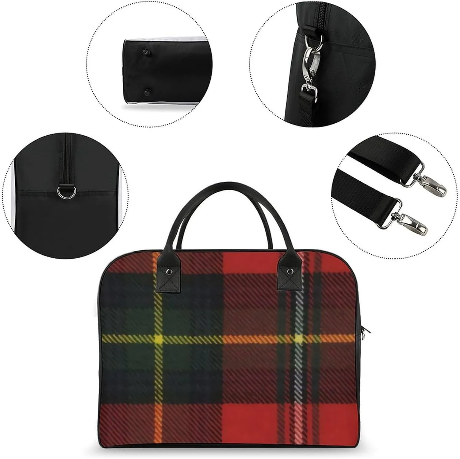 Checkered Black And White Fashionable Large Capacity Travel Handbag Unisex