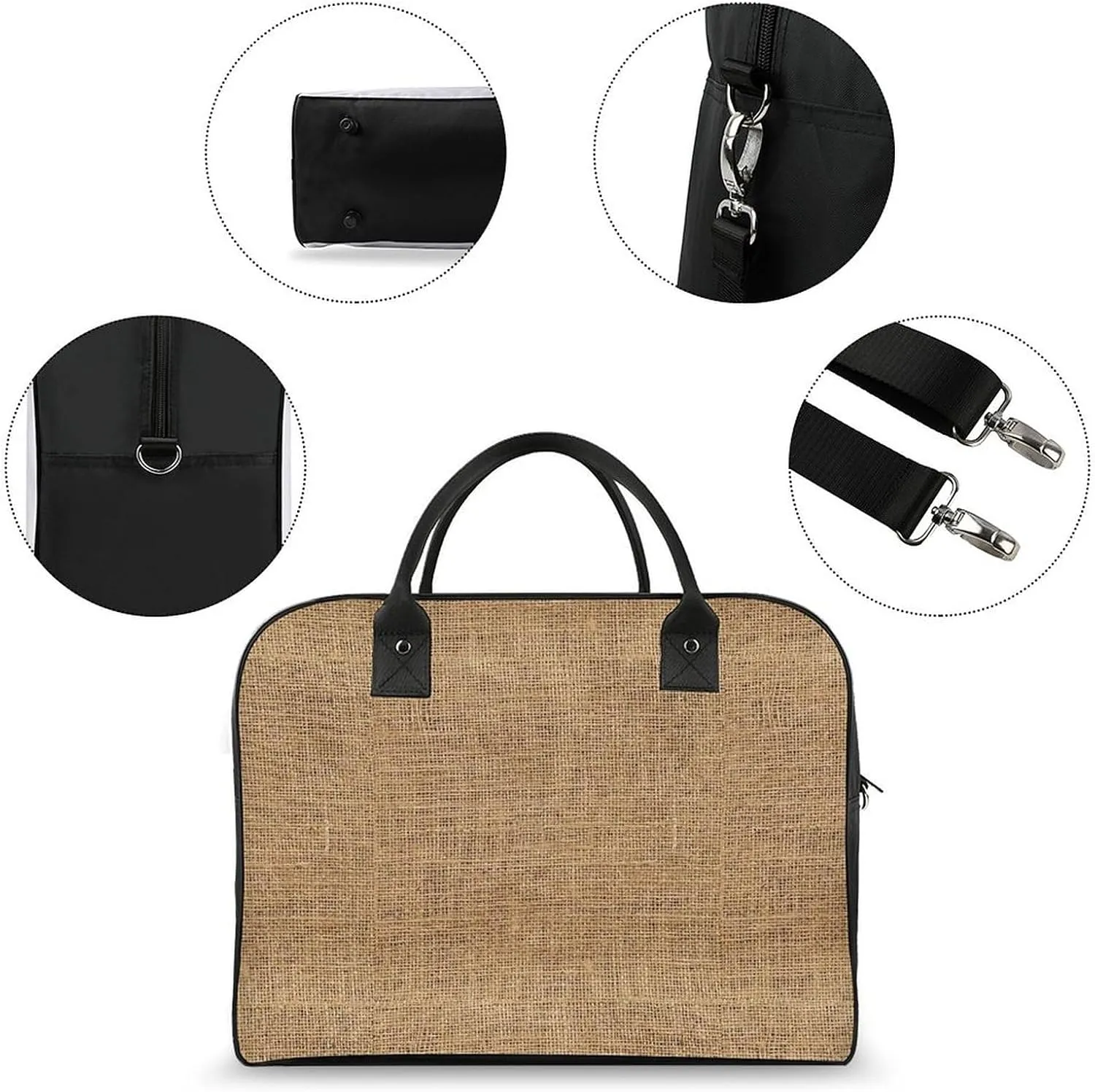 Checkered Black And White Fashionable Large Capacity Travel Handbag Unisex