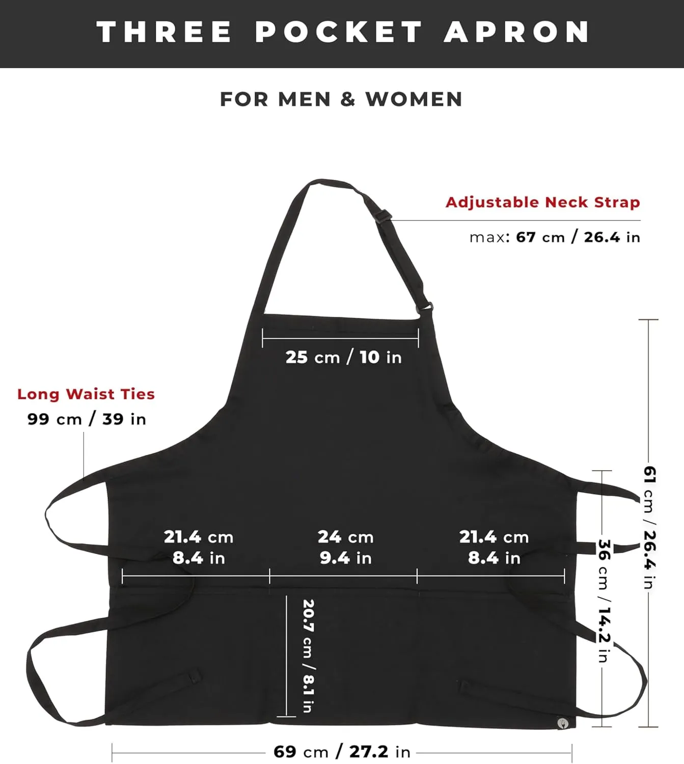 Chef Works Unisex Three Pocket Apron