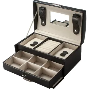 Cheri Bliss Vegan Leather Jewelry Case with Drawer, Key Lock, and Carry Handle | BF11974