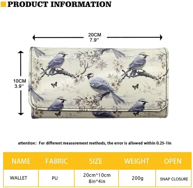 Cherry Blossom Pink Women Wallet Cartoon Peach Blossom PU Leather Trifold Large Money Manager Pink Flower Women's Long Trifold Wallet Leather Card Holder Purse