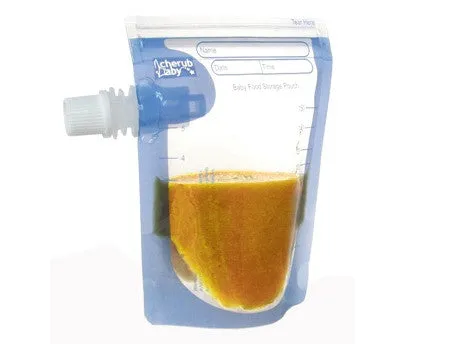 'Cherub Baby" on the go - Baby food pouches and colour changing spoons