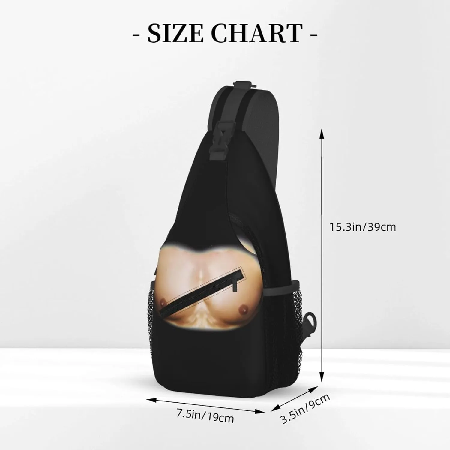 Chest Muscles Bodybuilder Crossbody Bag Cross Chest Bag Adjustable Sling Backpack Sports Gym Shoulder Bags Travel Cycling Daypack Diagonally Casual Rucksack