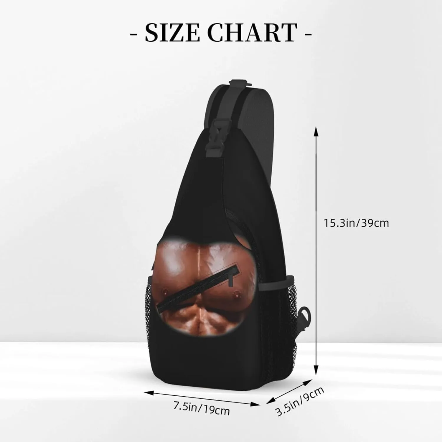 Chest Muscles Bodybuilder Crossbody Bag Cross Chest Bag Adjustable Sling Backpack Sports Gym Shoulder Bags Travel Cycling Daypack Diagonally Casual Rucksack