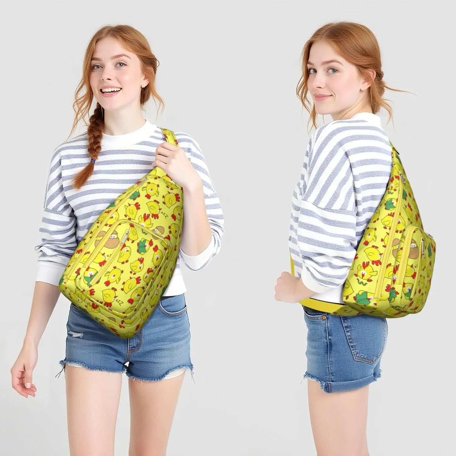 Chicken Funny Crossbody Bag Daypack for Women Men Lightweight Waterproof Sling Bag Backpack Hiking Cycling