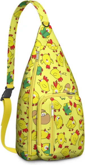 Chicken Funny Crossbody Bag Daypack for Women Men Lightweight Waterproof Sling Bag Backpack Hiking Cycling