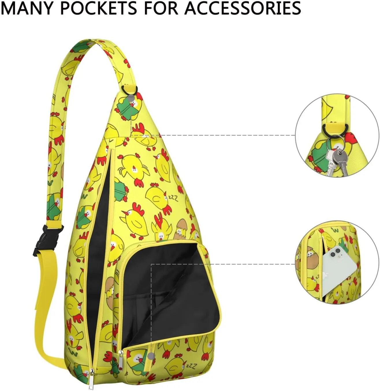 Chicken Funny Crossbody Bag Daypack for Women Men Lightweight Waterproof Sling Bag Backpack Hiking Cycling