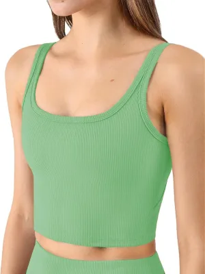 Chilylori Women's Seamless Sports Bra Workout Crop Top Ribbed Padded Longline Wirefree Medium Support Tank Tops Fitness
